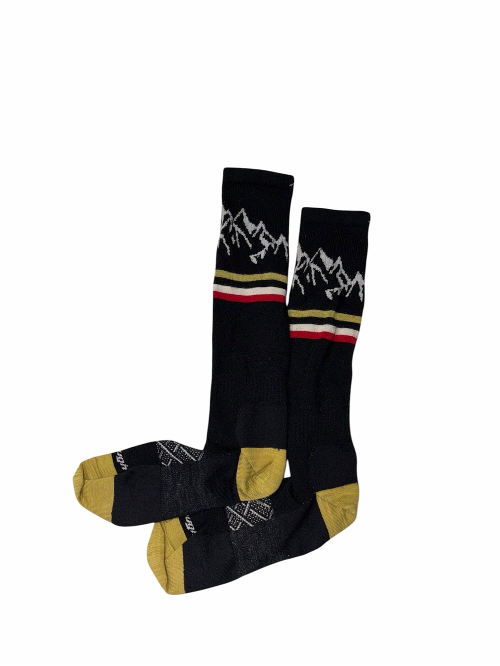 Men's Black Mountain Crew Socks with Mustard Accents